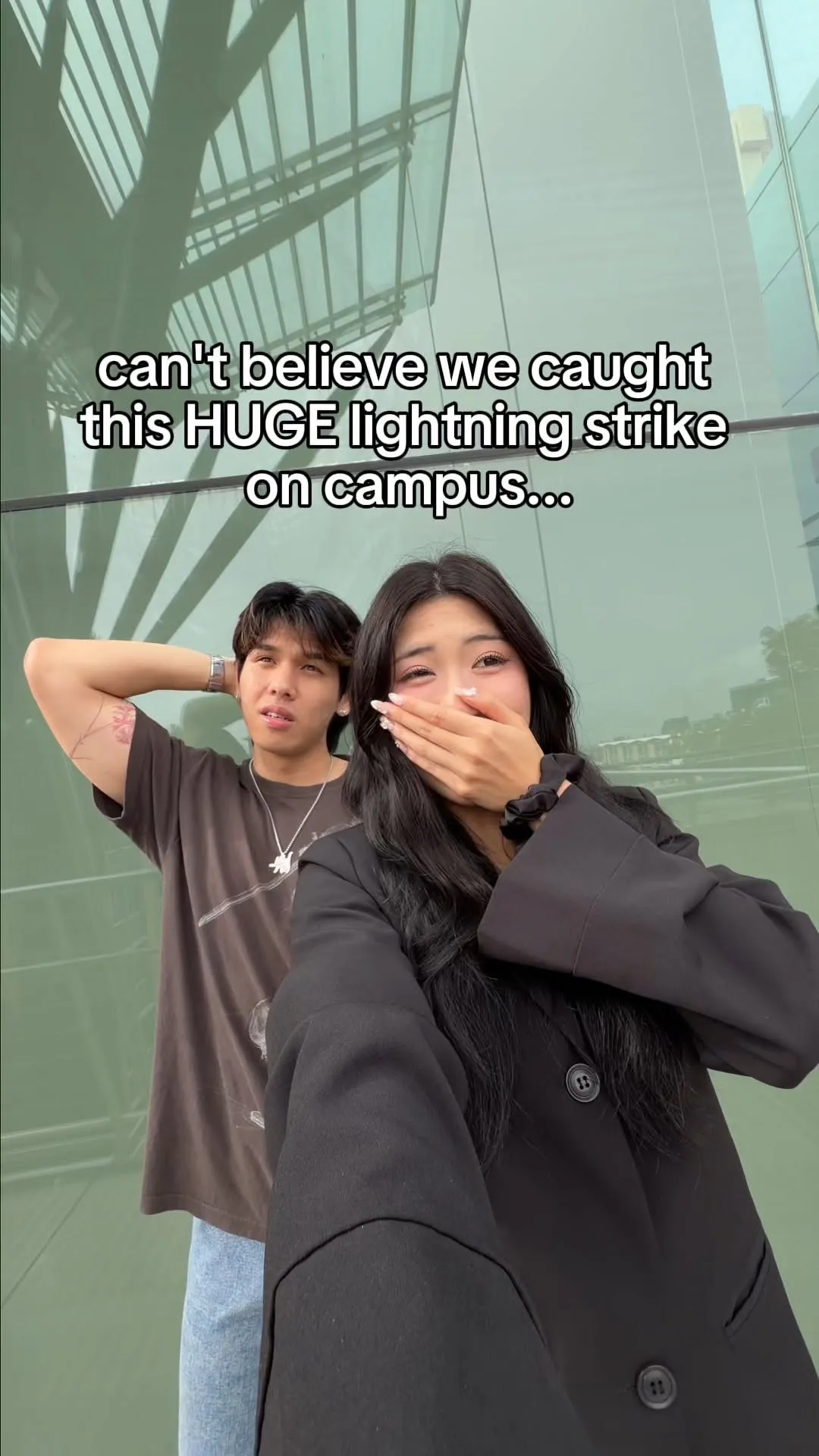 racing for shelter after we saw lightning on campus