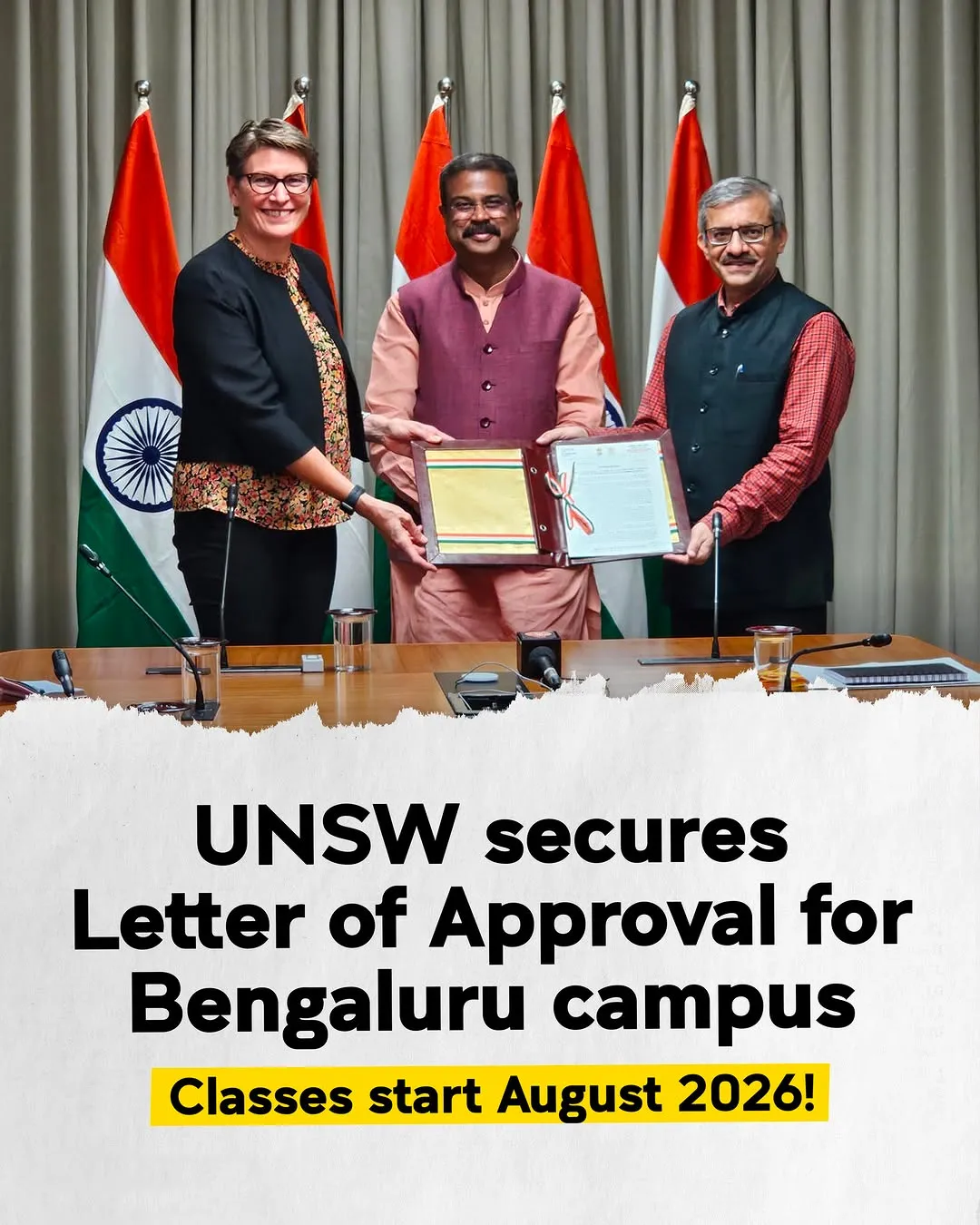💬 “Bengaluru’s position as a global technology and innovation hub makes it an ideal location for our first campus in India. Through strong industry integration, future-focused programs and global academic standards, we aim to prepare students for the rapidly evolving workforce and careers of the future.”

UNSW has received the Letter of Approval from the University Grants Commission of India to establish and operate its first international campus in Bengaluru, marking a significant milestone in the growing India-Australia education partnership.

The Letter of Approval confirms that UNSW Bengaluru meets the regulatory and quality standards for foreign higher education institutions operating in India, assuring prospective students and parents of academic quality, governance and student experience.

Read more at the link in our bio!