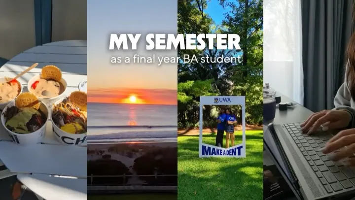 What does a semester as a UWA student look like? 

Amber, a final year Bachelor of Arts (Psychology & Finance) student gives us a peek into her life 📖