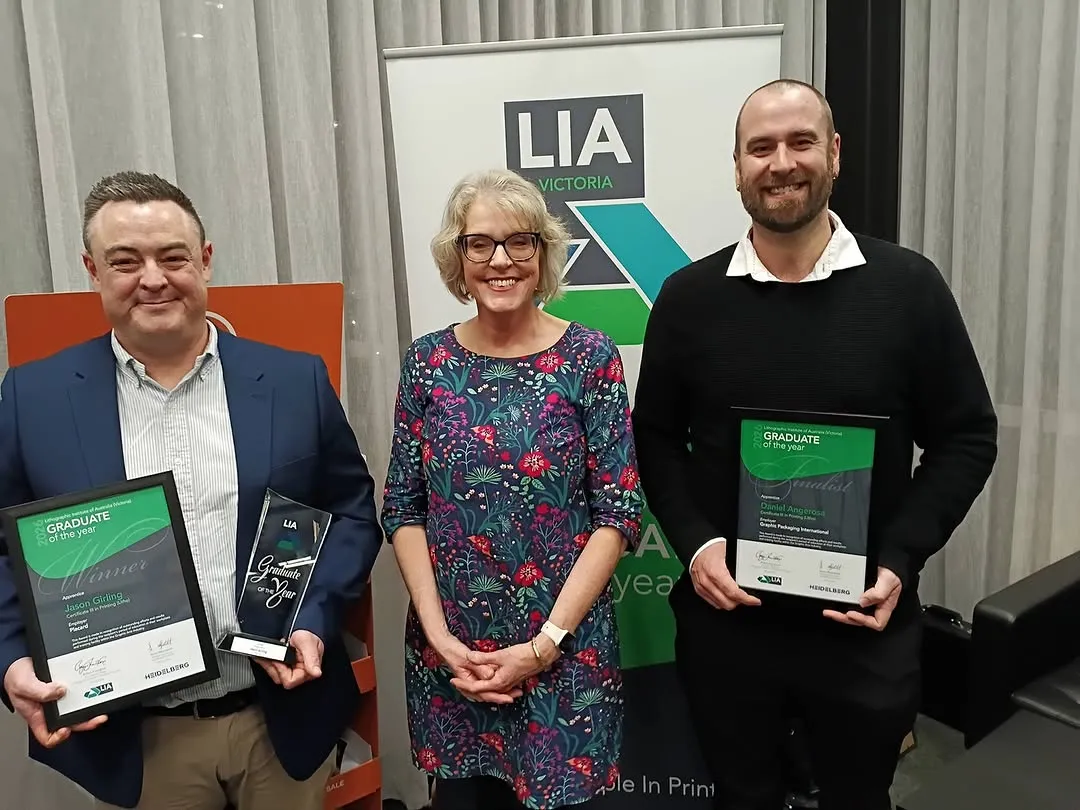Introducing your next print industry leaders.

Congrats to our apprentices who were lauded at the 2026 LIA Victoria Graduate of the Year Awards. 🏆

- Jason Girling, Victoria Graduate of the Year
- Daniel Angerosa, Finalist
- Jesse Romano Lizama, Finalist
.
.
.
#Holmesglen #TAFEVictoria #LearnMoreDoMore