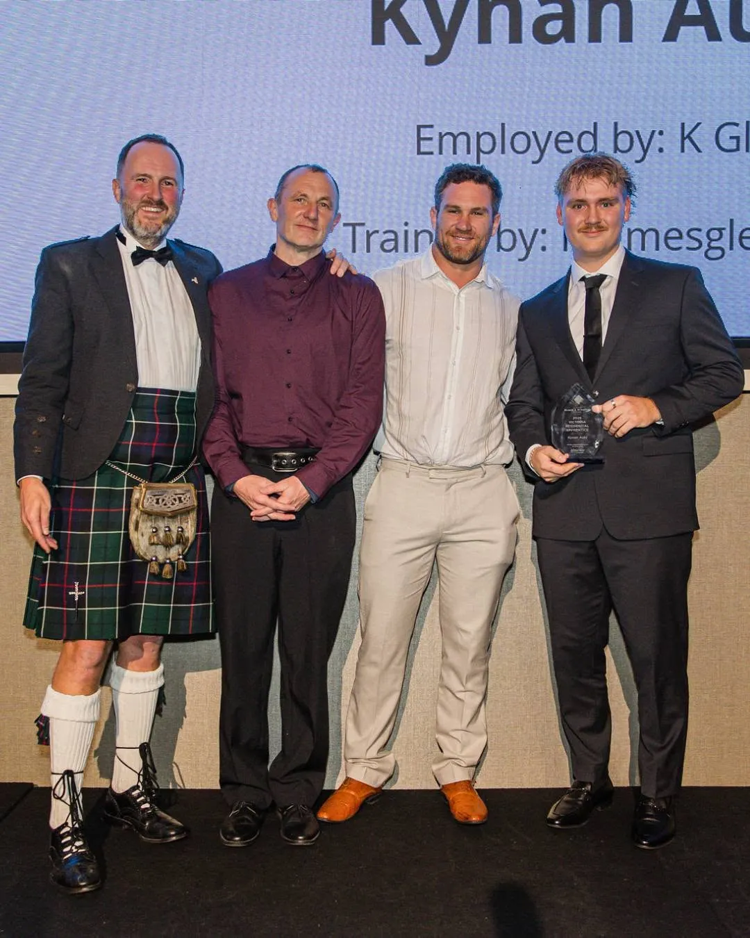 Double delight at the Australian Glass and Window Association Industry Awards.

Congrats to our apprentices on their major accolades.

🏆 Victorian Apprentice of the Year
Thomas Creece*

🏆 Residential Apprentice of the Year 
Kynan Auhl

*Thomas is now off to Perth, to contend for the National Apprentice of the Year Award.
.
.
.
#Holmesglen #TAFEVictoria #LearnMoreDoMore | @agwa_limited