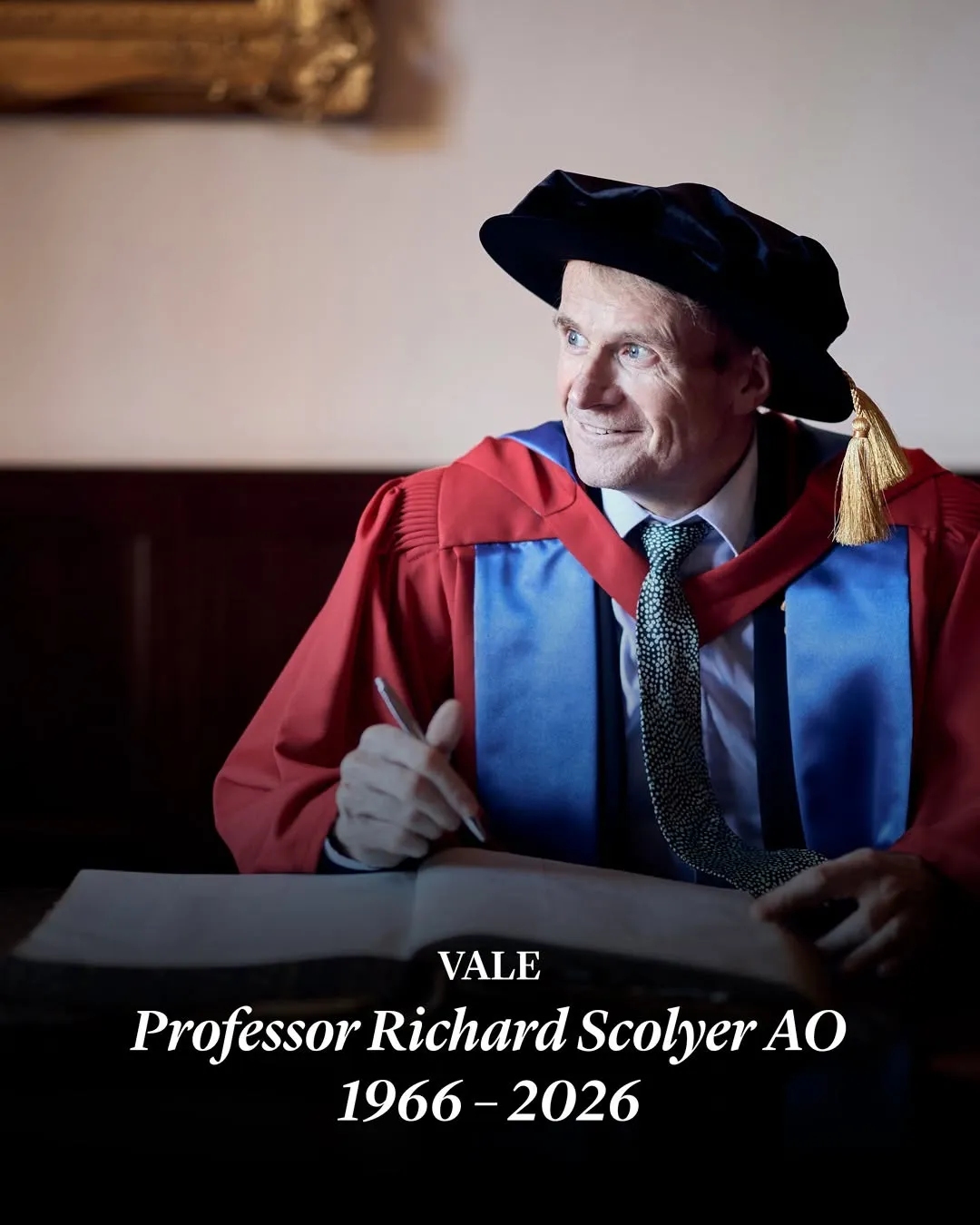 It is with great sadness that we record the passing of Professor Richard Scolyer AO, whose loss will be deeply felt across our community. 

He will be forever remembered as one of our most remarkable researchers and alumni.

Read more at the link in our bio.